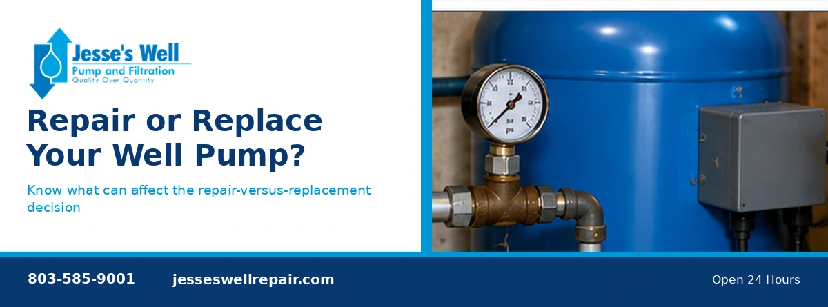 Well pressure tank and pump system being professionally inspected in South Carolina