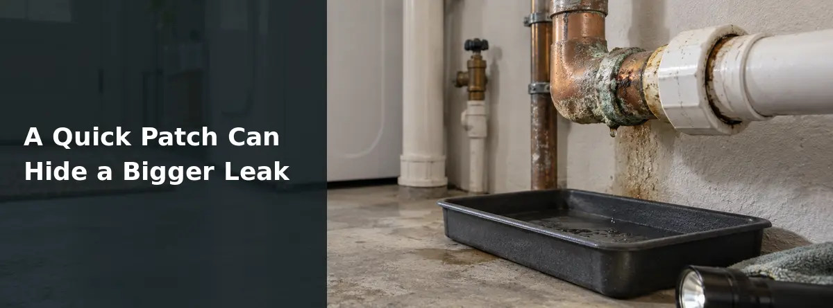 Mineral buildup and a slow leak at a well-system pipe connection