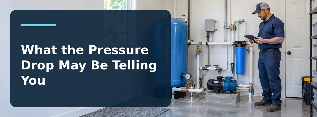 A inspection of the well pressure tank and pump piping during a period of higher household demand for water